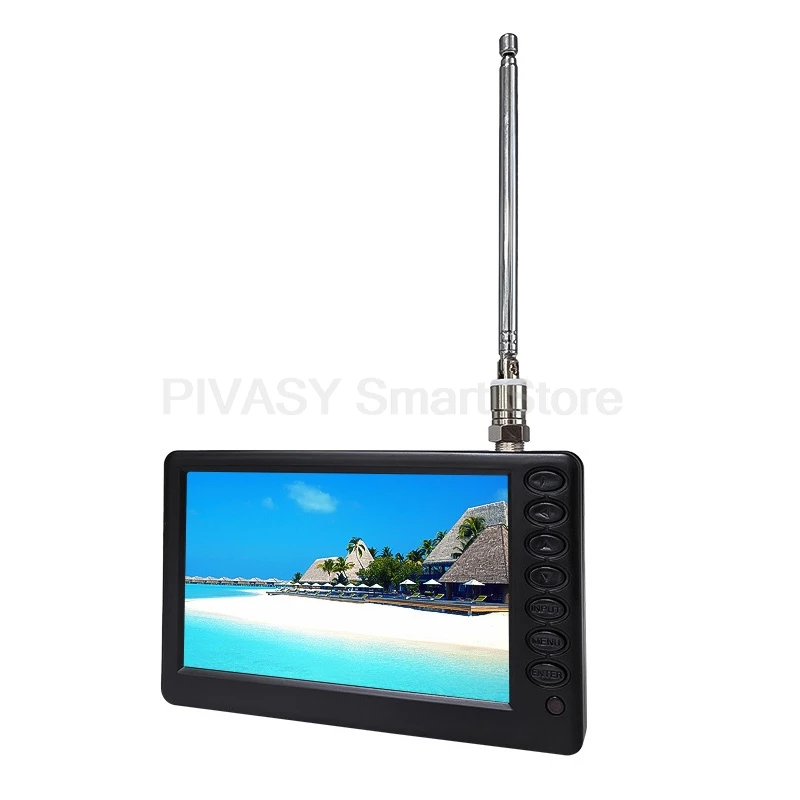 5 Inch Portable Car Mini TV Monitor Screen Movable Small Digital Television Inbuilt Battery Music House Outdoor Wireless Mobile