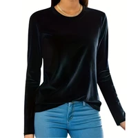 Plus Size Women's Tops 2025 New Solid Color Round Neck Long Sleeve Shirt Slim Stretchy Blouse Casual Loose Fit Tunic Top 1XL-5XL - Image 5
