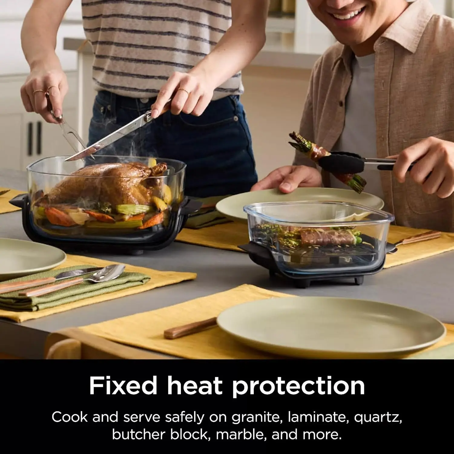 Home Cooking, Blue Air Fryer with Non-Toxic Glass, Microwave, Freezer & Dishwasher Safe, 4 QT & 6 Cup Containers 2