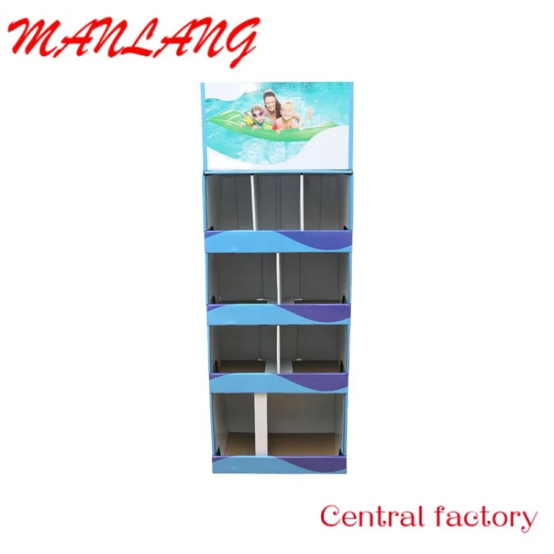 Customfactory customization Free Standing Corrugated Cardboard display rack/stand Paper Swimming Ring Display Standee Shelf