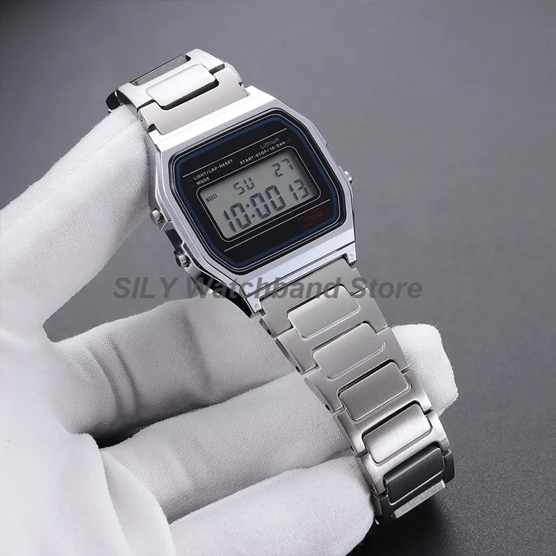 Elegant Stainless Steel Butterfly Buckle Watch Strap - Quick Release, Silver & Black