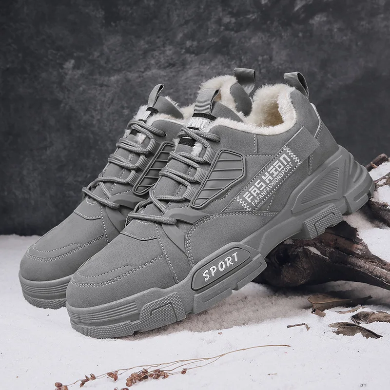 Men Snow Boots Outdoor Shoes For Male Thick Sole Sneakers for Men Winter Shoes Botines Tenis Keep Warm Fluff Mens Ankle Boots