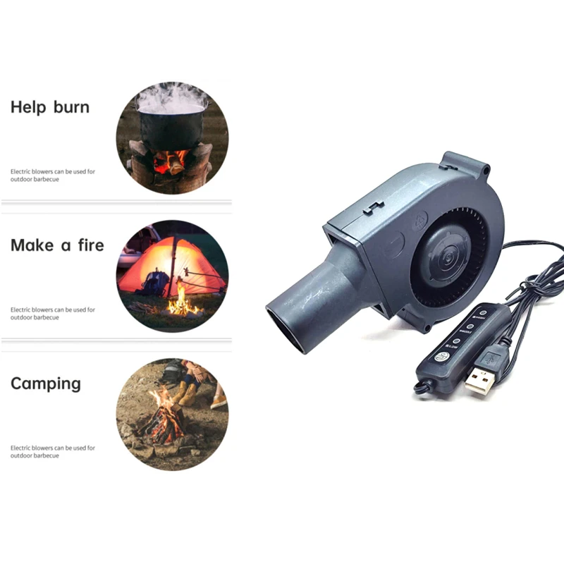 9733 5V USB, 3단 속도 조절 소형 바베큐 스토브, 장작 스토브, 폐유 스토브, 원심 터빈 송풍기 팬