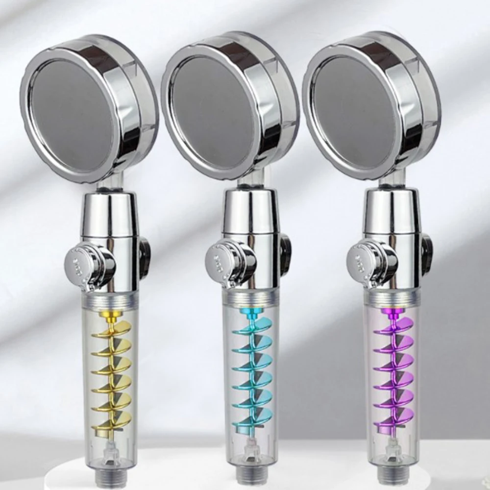 Spiral Turbocharged Shower Head Water Saving Flow 360° Rotating With