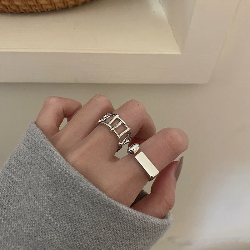 2025 Moda Donna Argento donna piatta, semplice, apertura dita, anello fatto a mano vintage, ipoallergenico, uso per feste, regalo di compleanno, diretto_voghion.com
