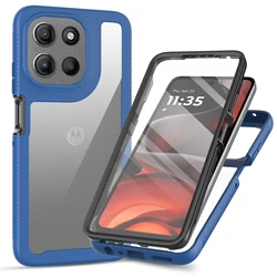 360° Full Protection Shockproof Phone Case with Screen Protector Film and Dual - Layer Structure - Motorola Moto G56 (Dark blue)