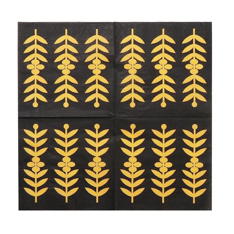 New Colorful Printing Napkin Paper Tissue Paper Napkin Wedding Decoration Pure Wood Pulp Golden Wheat 20 Pieces Foodgrade