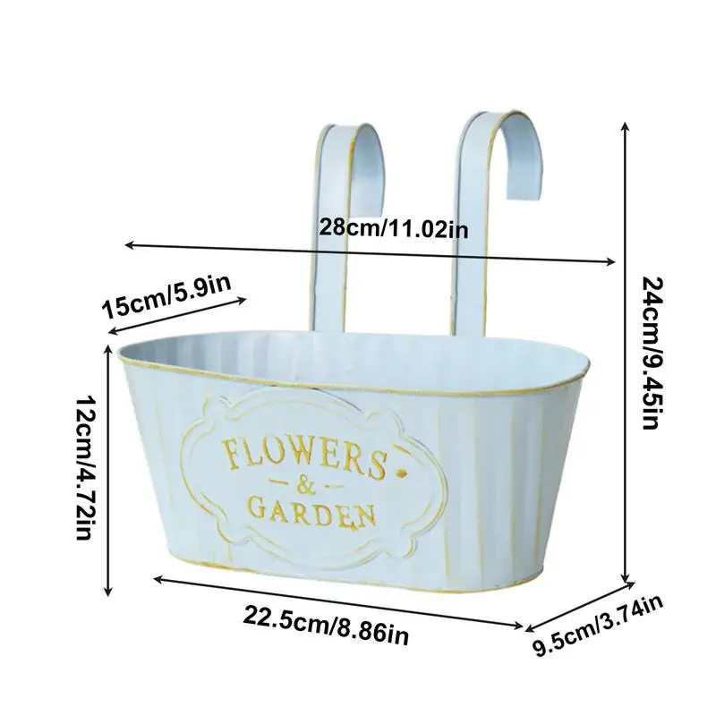 Deck Railing Planter Boxes Fence Planter for Outdoor Metal Hangable Flower Pots for Fence Garden Patio Window Houseplant Boxes