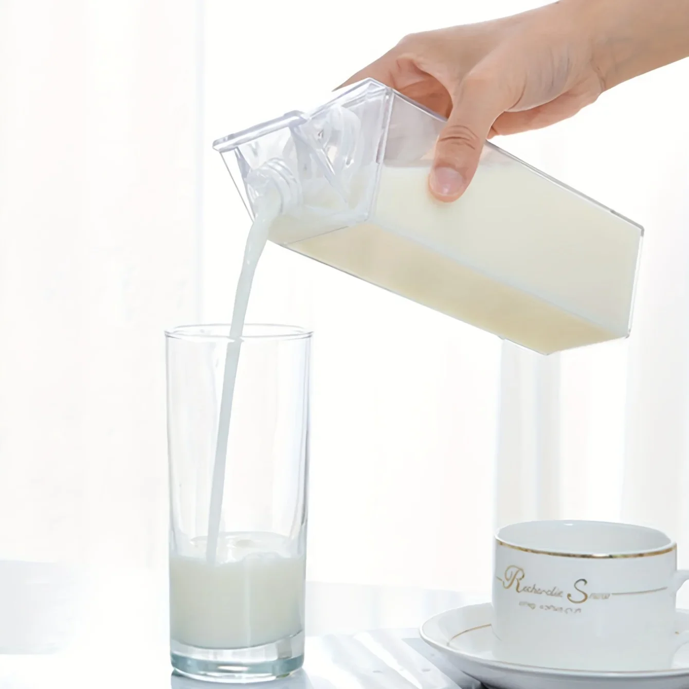 1pc/2pcs Square Milk Cup, Milk Bottle, Milk Tea Cup, Rotatable Sealed Fresh Milk Storage Bottle, Creative Home Multi