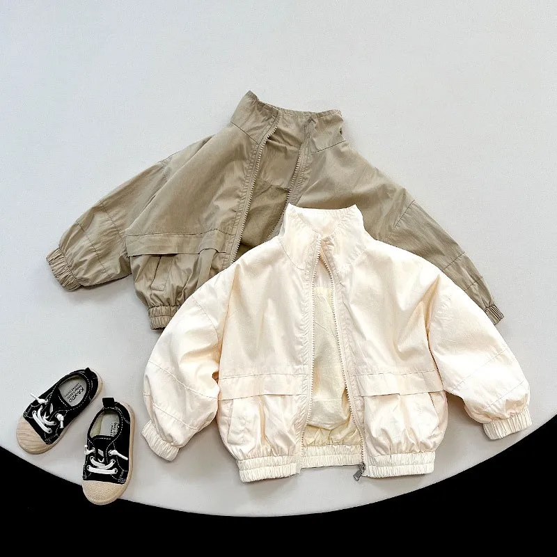

Cool New Spring Coat Boys Fashion Personality Solid Punching Jacket Versatile Cardigan Baby Girl Sun Protection Cotton Coats