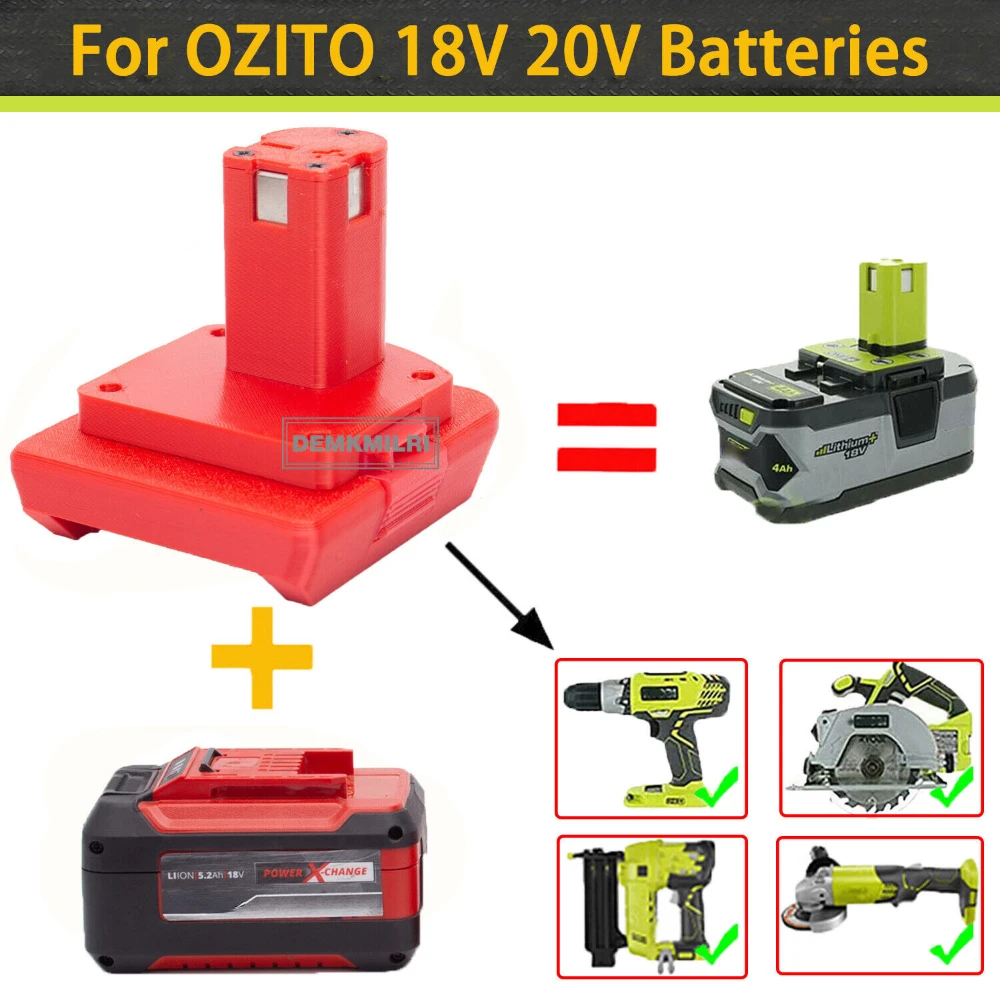 Adapter For Einhell Ozito 18v 20v Liion Battery To Ryobi 18v Tools