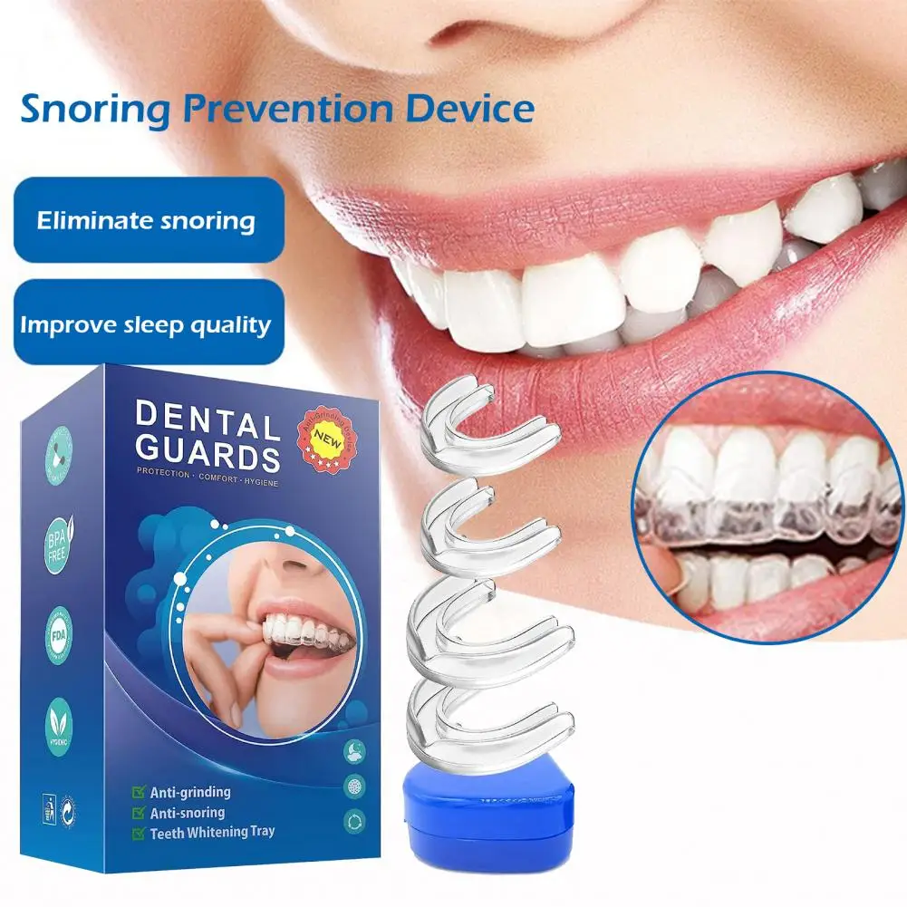 Silicone Mouthpiece Anti-snoring Braces Sleeping Prevent Snoring Braces Snoring Relief Mouth Guard Dental Guards 4Pcs/Set mouth guard