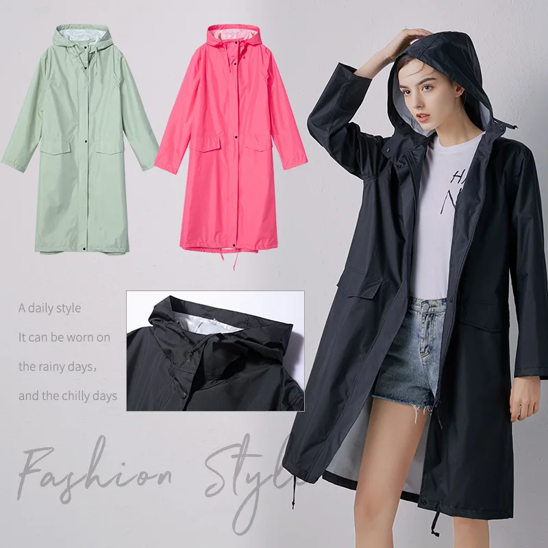 

Women Raincoat Long Rainwear Men Rain Coat Impermeable Poncho Fashion Adult Trench Coat Waterproof Rain Cape Cover Hooded