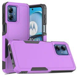 Shockproof Hybrid Dual-Layer Phone Case for Moto G14 (Purple black)