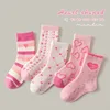 Little Girls Socks Spring Autumn Winter Cotton Socks Baby 1-12T Children's Calf Socks Girl Cartoon Love Pattern 5 Pairs Socks 1