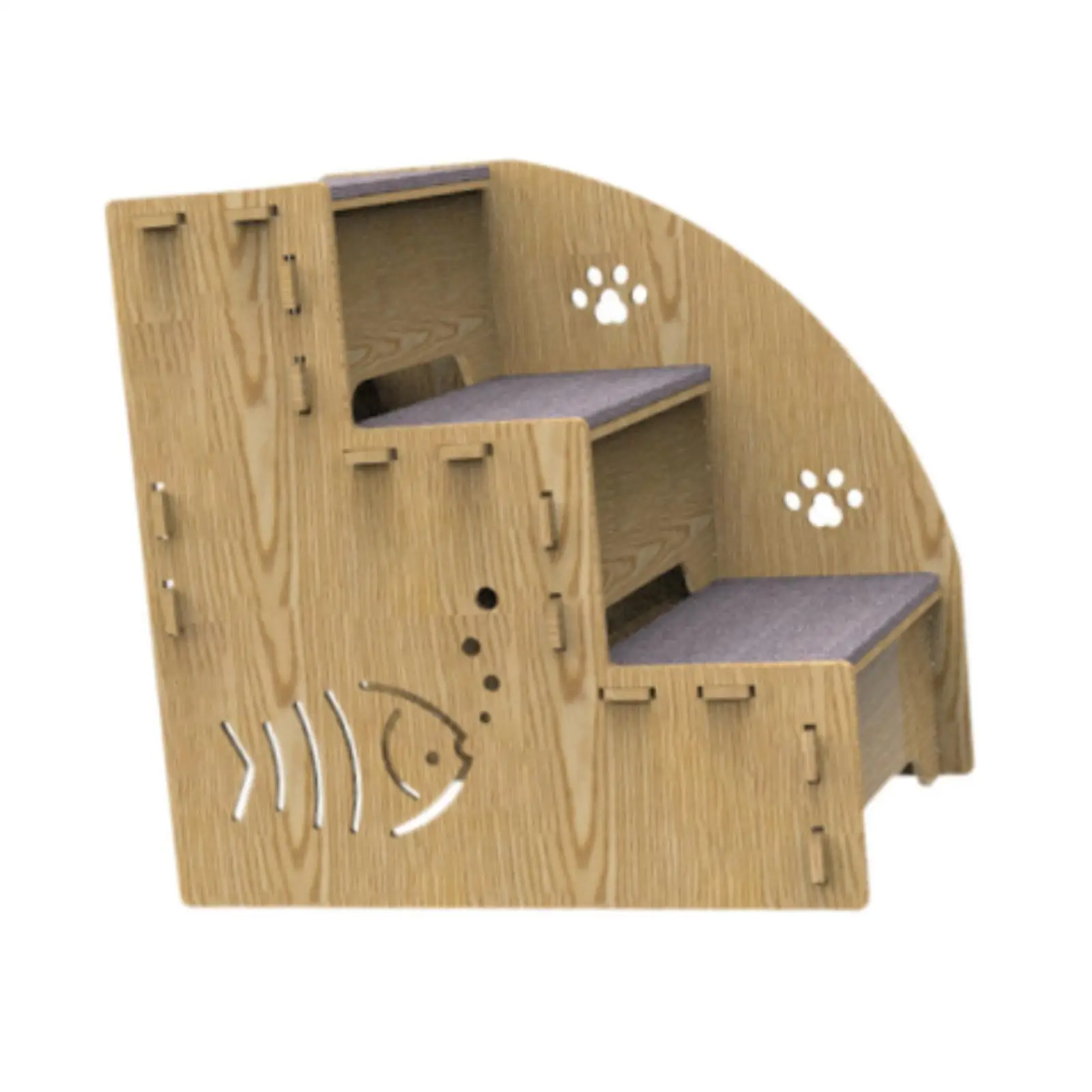 Wood Dog Stair Ladder 3 Steps Nonslip Detachable Portable Dog Steps Pet Cat Stair Dog Ladder for Older Dogs High Bed Car Indoor