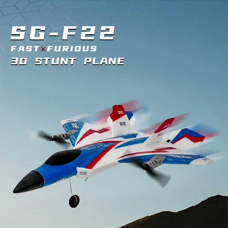 Avion RC F22 4K 1B effectuant une figure acrobatique en vol, planeur électrique 3D cascadeur télécommandé 2.4GHz