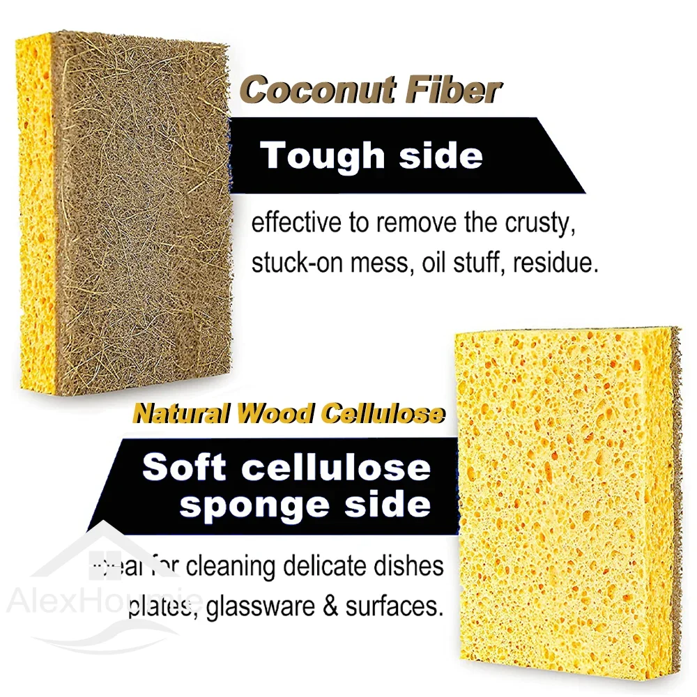 Eco-Friendly Biodegradable Kitchen Sponge Set - Natural Odor-Free Plant-Based Scrubbers (10 Pack)