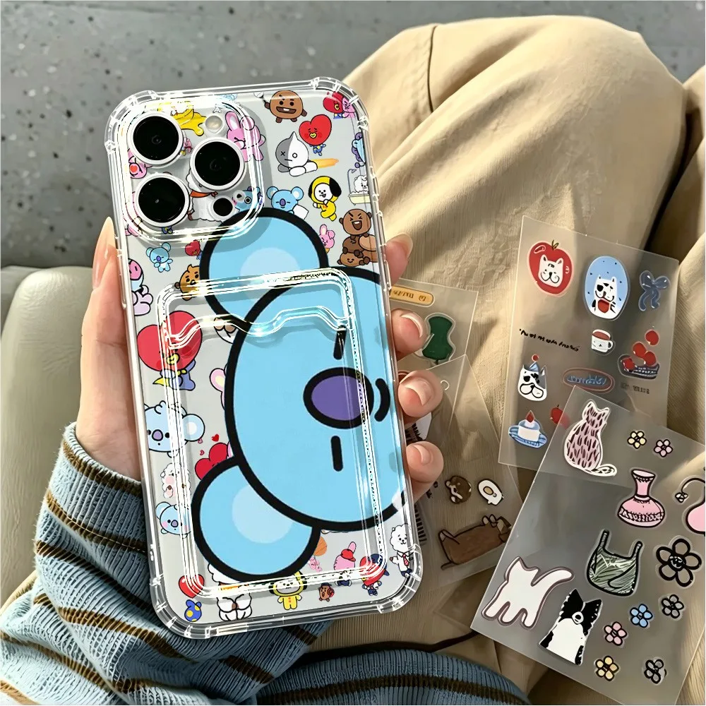 Cute Cartoon Card Holder Phone Case with Airbag Protection