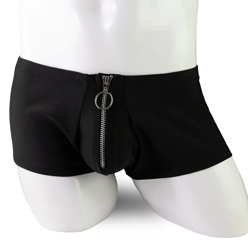 Description Picture 5 of itemMen's Boxers Shorts Underwear Gay Bikini Slip Homme Solid Panties Man Zip Low Rise U Convex Pouch Underpants Cueca Calzoncillo