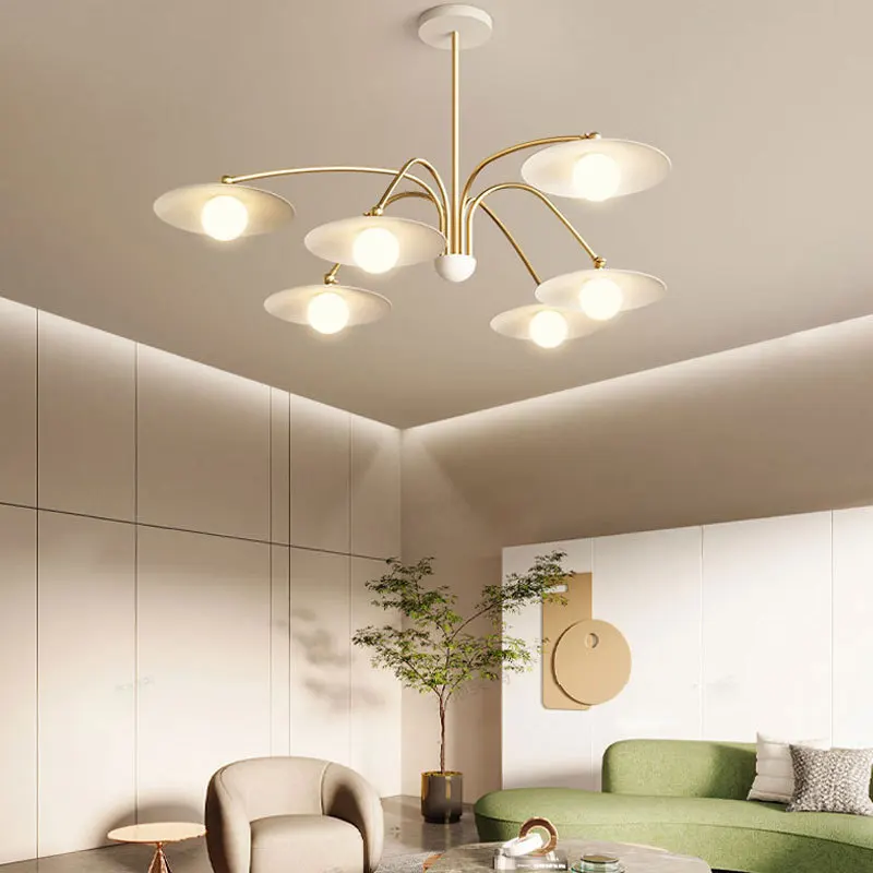 

Modern Simple White Paint Iron 8-Head Glass Ball Dining Pendant Lamp LED G9 Lighting Bedroom Living Room Decoration Fixture