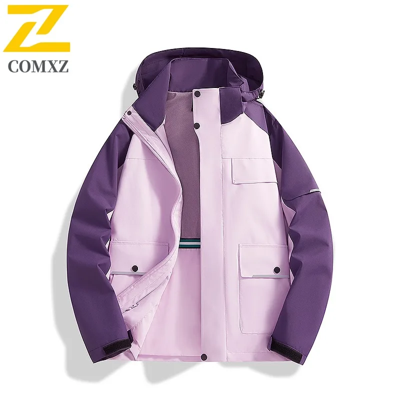 COMXZ Hooded Men Jacket Outdoor Climbing Wind Resistant Motorcycle Coat Urban Street Wear Resistant Lightweight Autumn Apparel