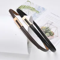 Femmes coréennes à la mode en cuir PU mince sangle de taille accessoires en métal ceinture de base femmes décontracté poreux réglable ceintures de mode 3