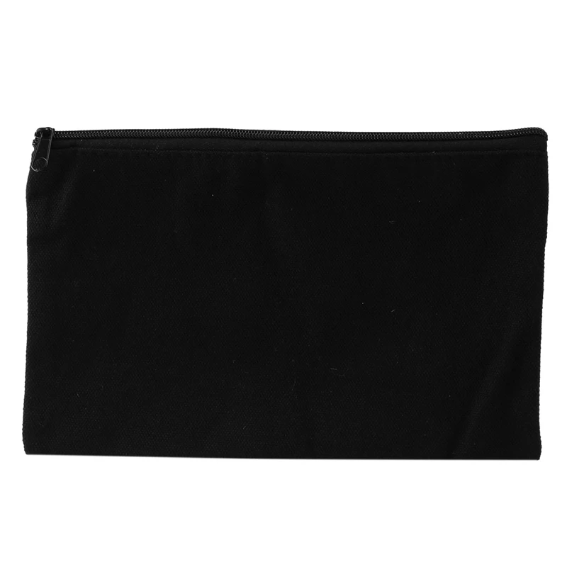 캔버스 지퍼 파우치 가방, 캔버스 메이크업 가방, 연필 케이스, 빈 DIY 공예 가방, 여행 DIY 공예 학교, 블랙, 50 개