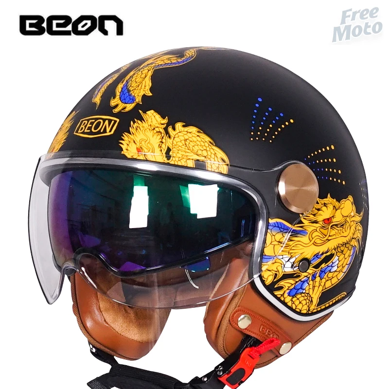 Draak Transparant Het Fashion Helm Motorfiets 3/4 Retro Dubbele Vizier Klassieke Scooter Fiets  Motor 4 Seizoenen Helmen Rijden Moto Casco Capacete _ - AliExpress Mobile