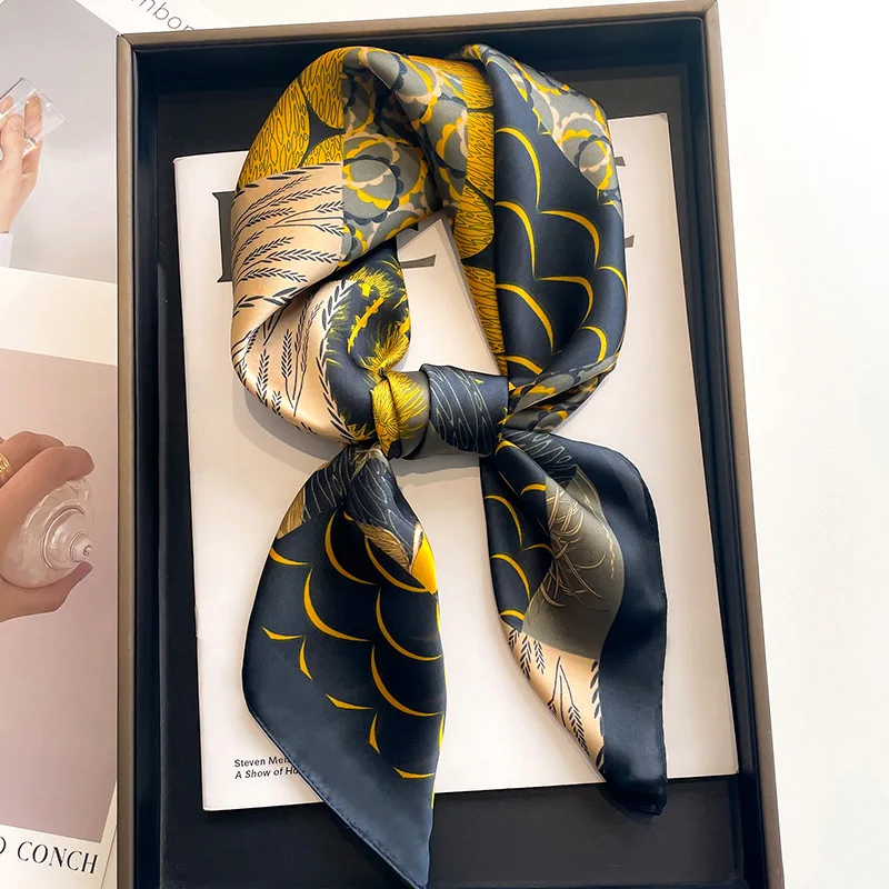 New Luxury Horse Pattern Silk Square Scarf Womens Soft Satin Hairband Neckerchief Office Hijab Headband Foulard Bag Ribbons Gift 2