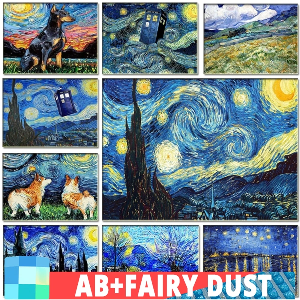 Ab Fairy Dust Diamond Painting Landscape Fantasy Van Gogh Full Square 5D Kit Punto Croce Fai Da Te Ricamo Home Decor Mosaic