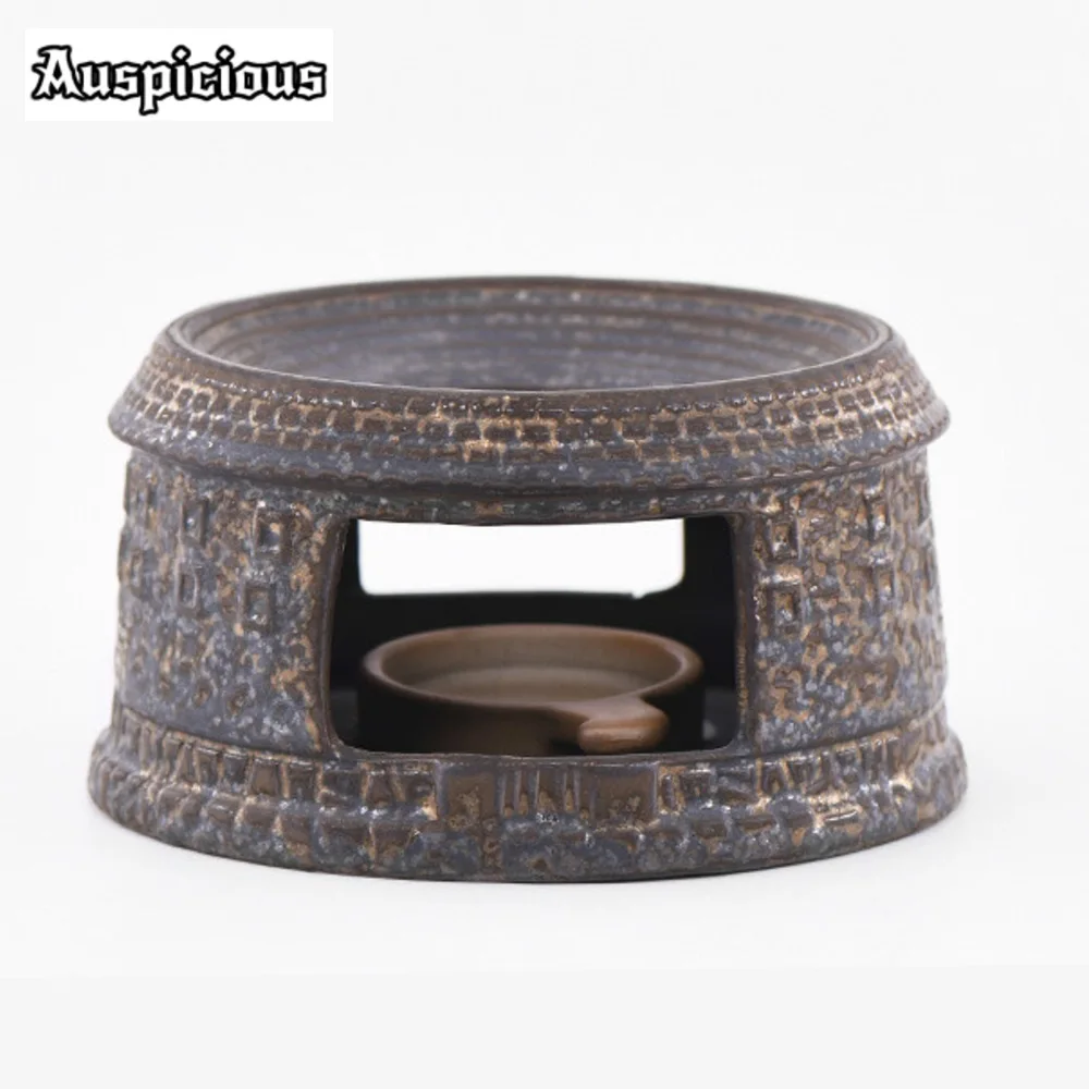 Creative Earth Building Ceramic Candle Heating Furnace Teapot Warmer Bases for Pots Stand Tea Kettle Stove Tea Services Ornament