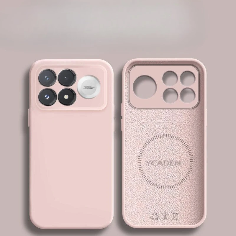 Luxury Built-in Magnetic Liquid Silicone Solid Color Phone Case Cover