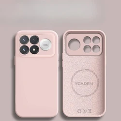 Luxury Built - in Magnetic Liquid Silicone Solid Color Phone Case Cover for Poco F9 Pro (Powder)
