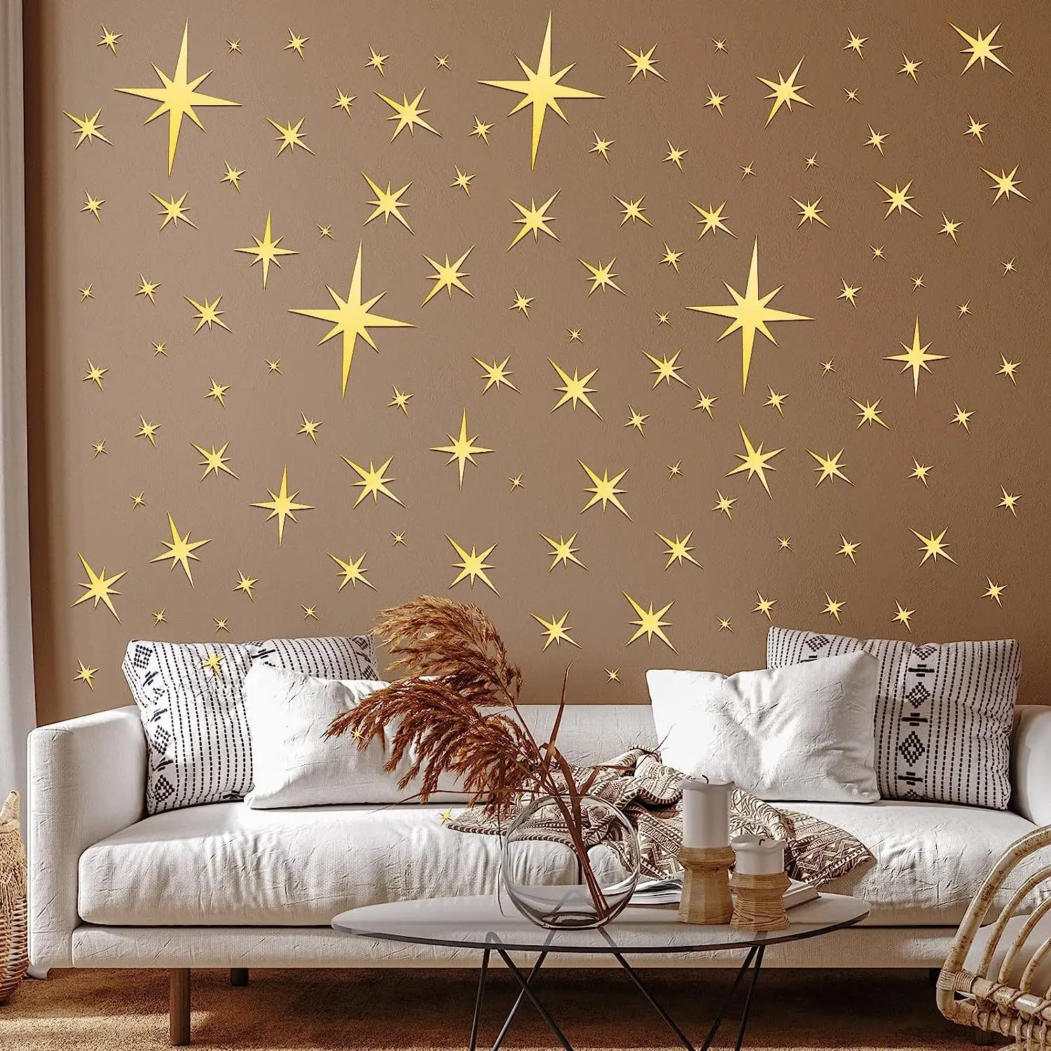 3D Star Mirror Wall Sticker Large Medium and Small Combination Acrylic Mirror Wall Sticker Home Living Room Wall Decorations