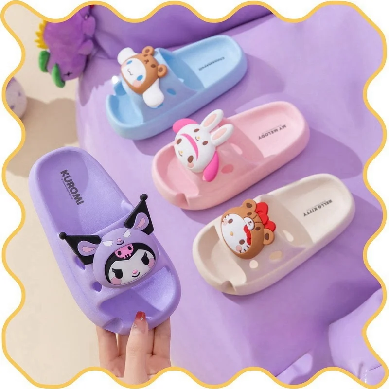 Summer Cartoon Slippers Parent-child Children's Home Indoor Beach Cute Kuromi Girls' And Women's Sandals 2