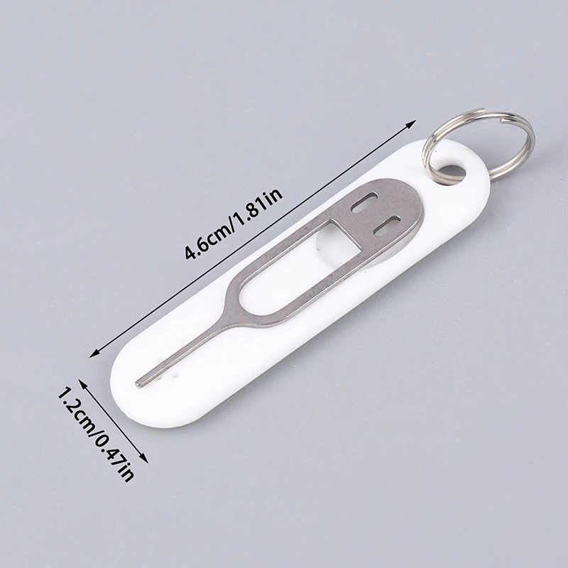 Silicone SIM Card Fetchers Portable Keychain Mobile Phone Tablet Stainless Steel Removal Needle Thimble Anti-lost Keyring