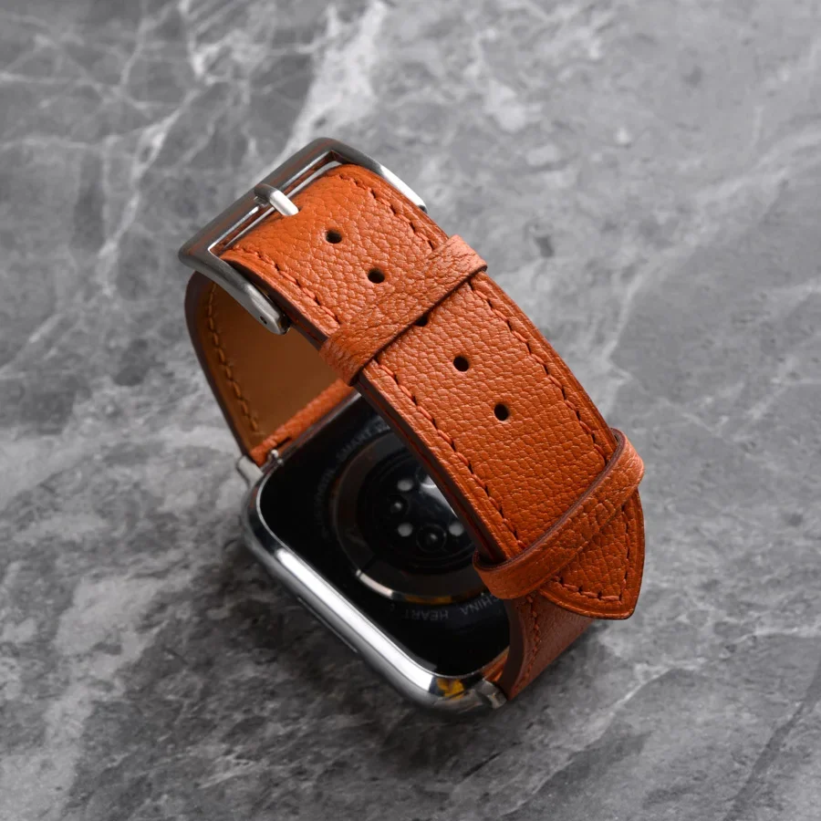 Фото Ремешок YMW из натуральной кожи для смарт-часов Apple Watch Band 45 мм 44 мм 49 мм 41 мм №3