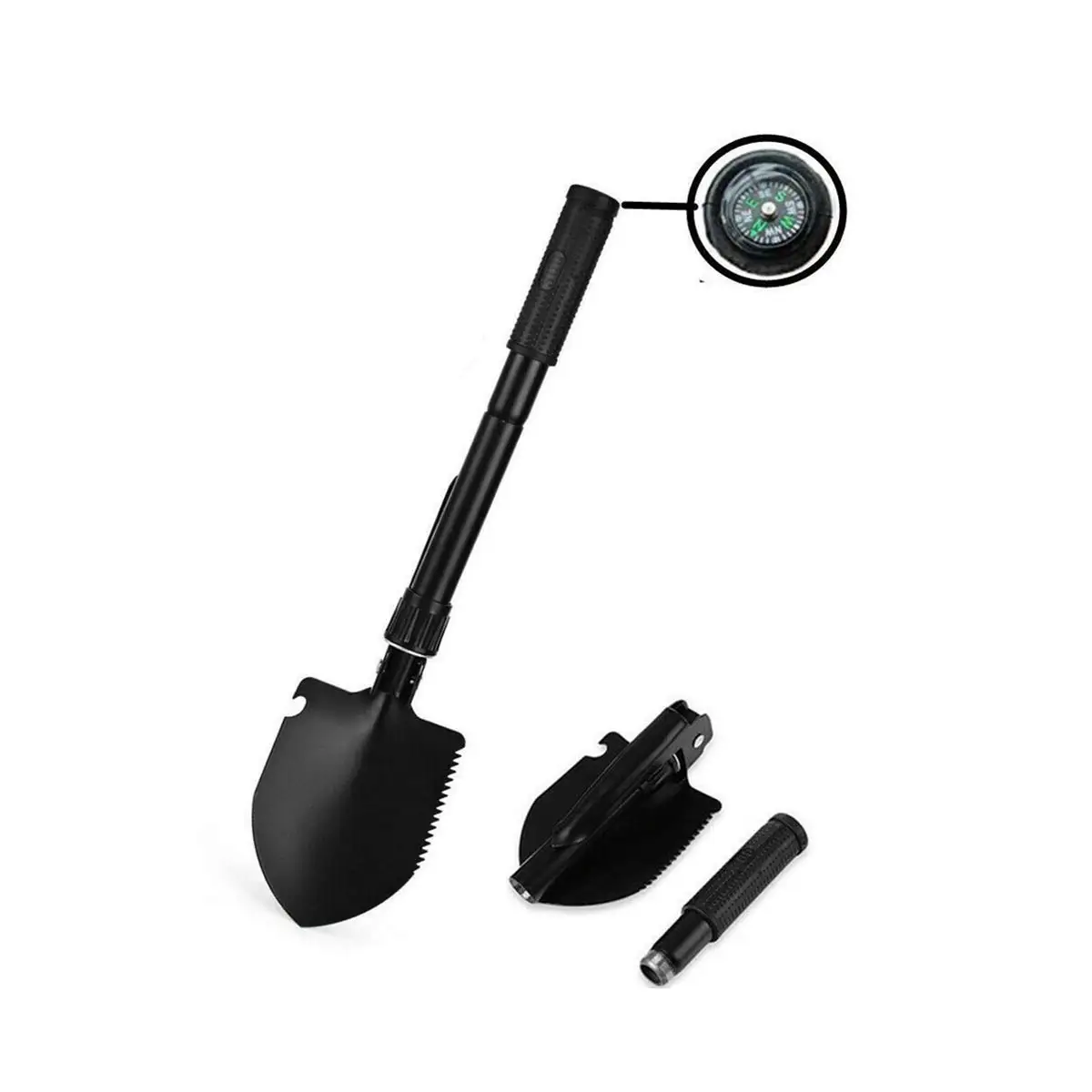 Multi functional folding car mounted four in one stainless steel life saving shovel camping car mounted small outdoor engineer s