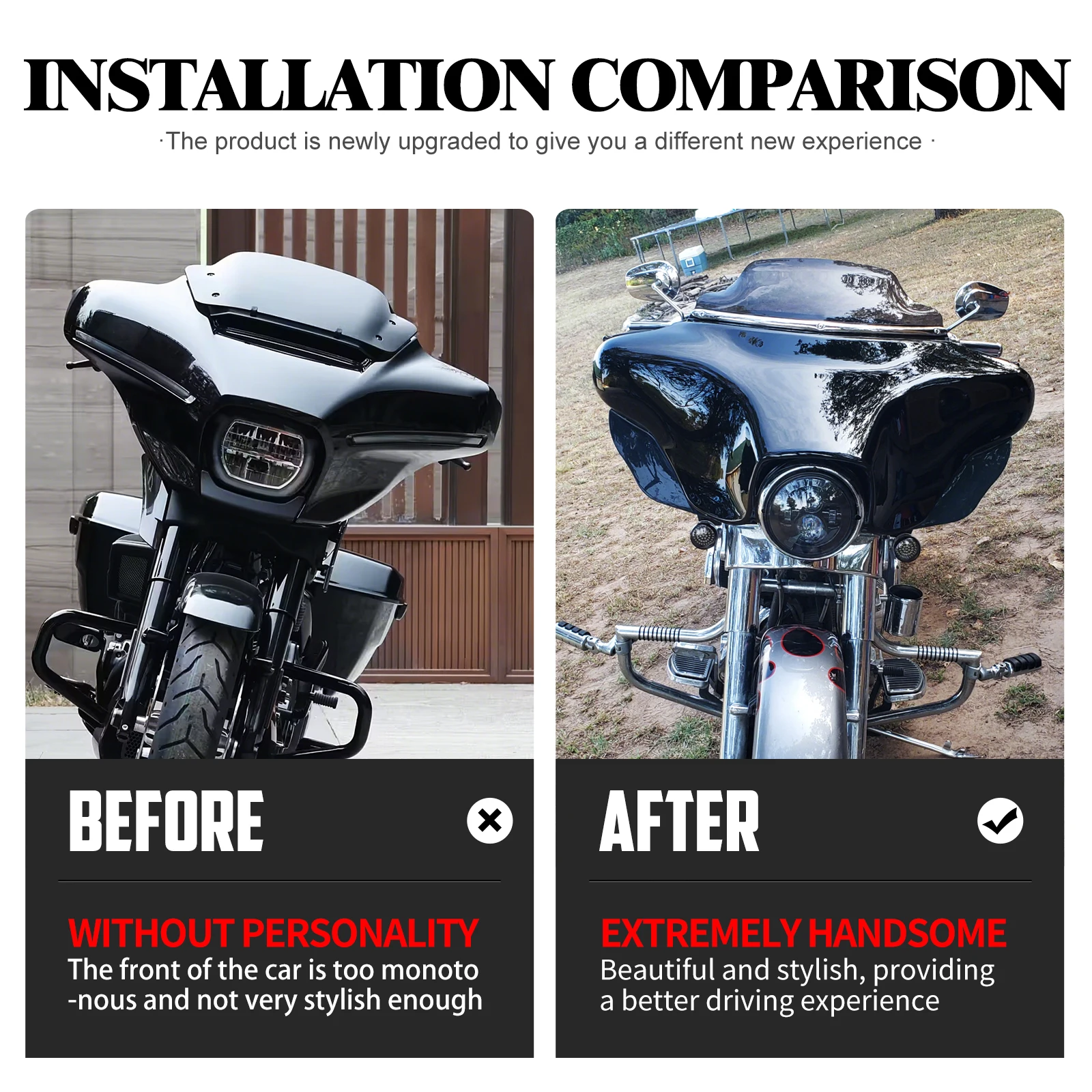 프론트 라이트 Batwing 외부 커버 Harley Touring Ultra Limited Street Glide 14-2024 용 LED 램프가있는 오토바이 헤드 라이트 페어링