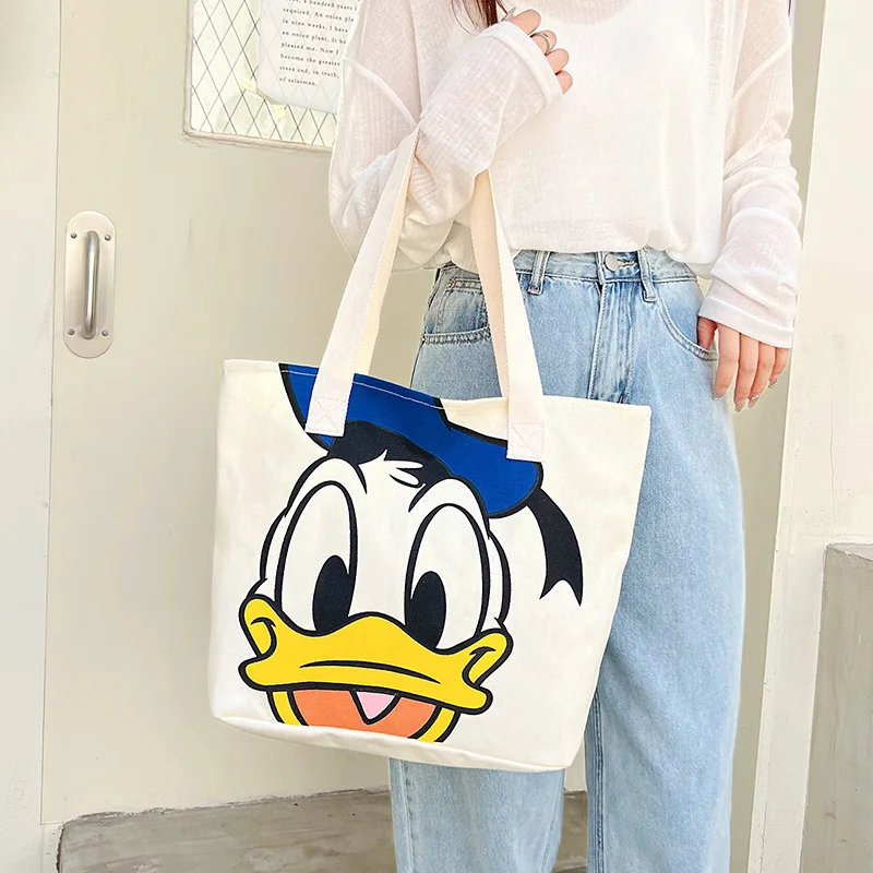 Anime Mickey Mouse Double Shoulder Bag Women Bag Canvas Bag Trend Female  Cosmetic Bag Student Bag Large Capacity Plush Bag - AliExpress