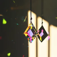 2 pcs Diamond Shaped Crystal Light Catching Prisms, Rainbow Maker for Window, Balcony, Kitchen, Garden Decoration 3