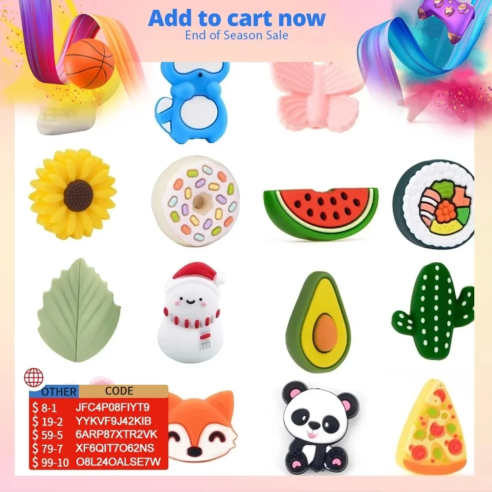 Teething toys Silicone teething toys Baby teething toys Silicone beads Silicone teether Silicone teething beads 5pcs Leaf Silicone beads Food grade Koala Teether Animal BPA-Free Avocado Baby Teething toy Pacifier chain accessories