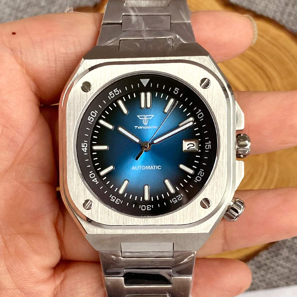 AR Sapphire Glass 42mm Square Steel Mechanical Men Watch S NH35 Movt 150m Waterproof Elegance Dive Watches Black/Ice Blue Dial 6