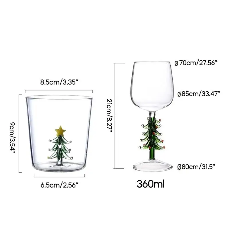 Christmas Tree Wine Glass Stem Wine Glasses Elegant Wine-Goblet Glass Vintage-Decor Festive-Atmosphere Gifts