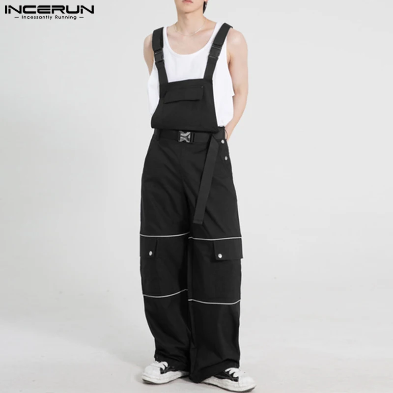 

Korean Style Men's Casual Cargo Jumpsuits Fashion Streetwear Hot Selling Male Solid Color Comfortable Rompers S-5XL INCERUN 2023