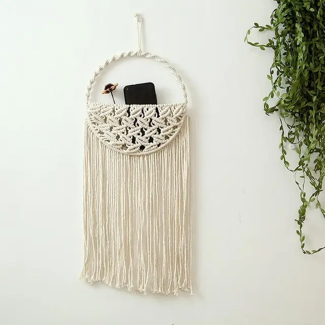 Kézzel Szőtt Gobelinnövény Nettó Tároló Táska Fali Dekoráció Szoba Boho Medál Otthoni Nappali Ajtó - Image 3