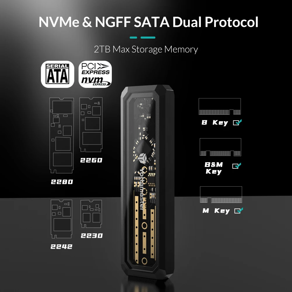 3.5 inch hdd enclosure Yottamaster DF3 M2 SSD Case NVMe NGFF Dual Protocol USB3.1 GEN2 10Gbps SSD Enclosure for NVME PCIE M Key NGFF SATA B&M Key SSD external hdd enclosure HDD Box Enclosures
