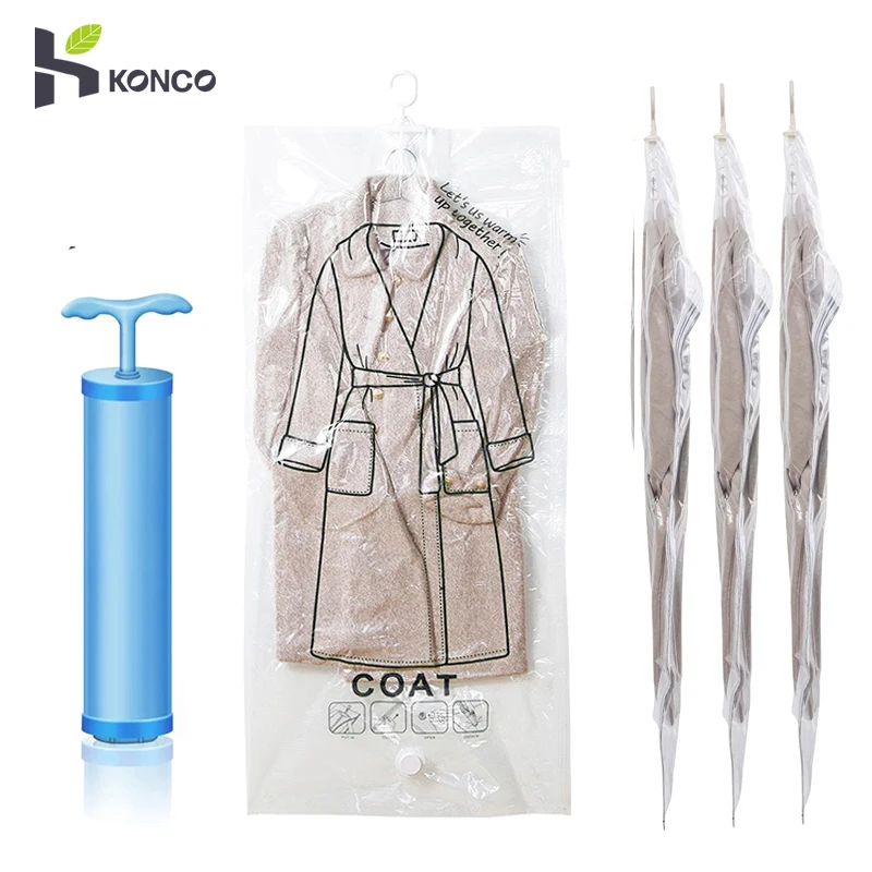 Hanging Vacuum Storage Bags,Space Saver Bags for Clothes,Reusable Clothes  Storage Bags,Vacuum Sealer Bag Clothing Bag for Suits Dress Coats,and