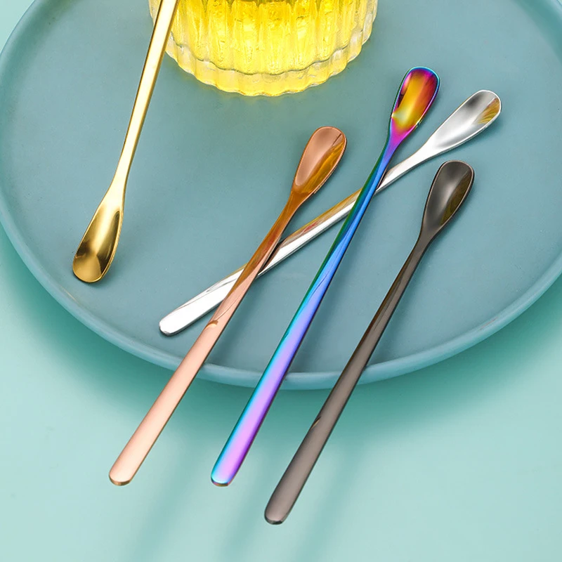 Stainless Steel Coffee Spoon Ice Cream Dessert Tea Stirring Spoon For Picnic Kitchen Accessories Bar Tools Long Handle Spoon